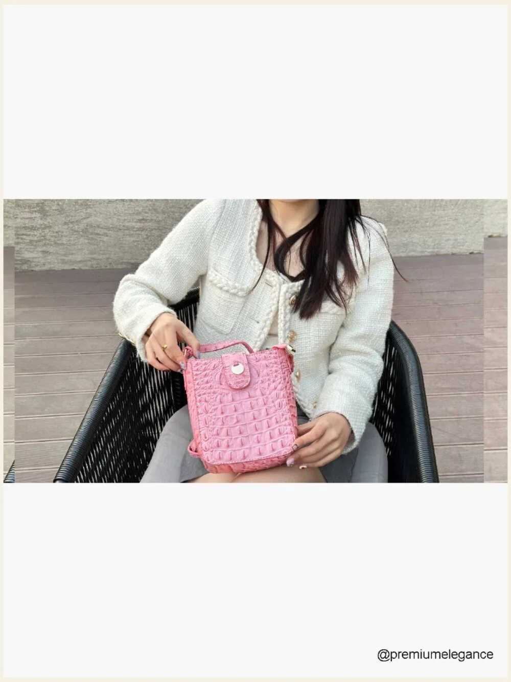 Vegan Leather Crocodile Embossed Crossbody Bag Magnetic Buckle Shoulder Wallet